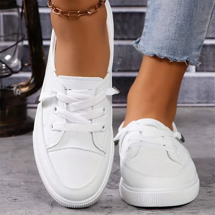 Serelle | White Orthopedic Lace-Up Flats