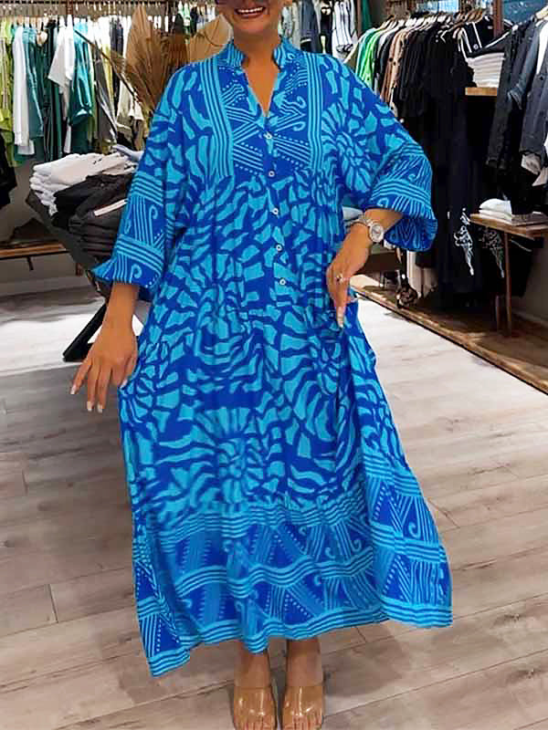 Serenya | V-neck Printed Dress